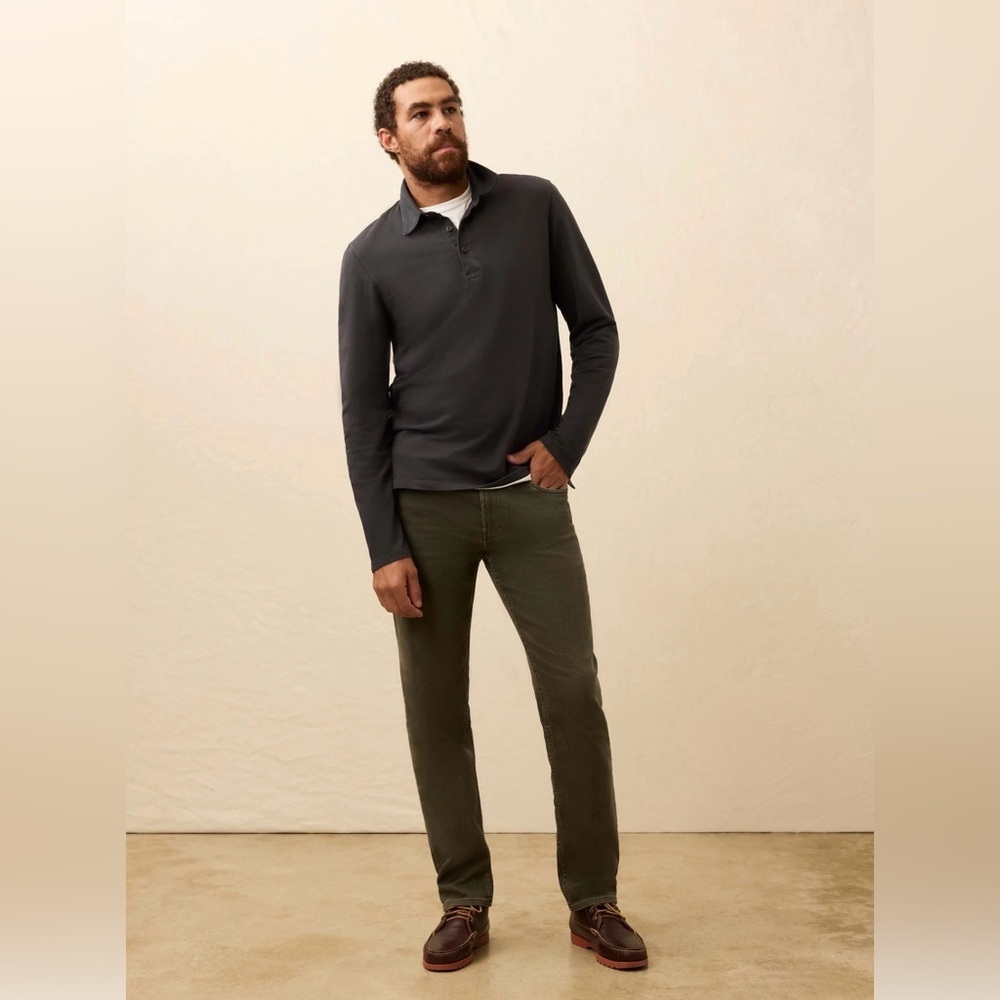 Faherty Stretch Terry 5-Pocket Pant - Fall Olive SZ 33